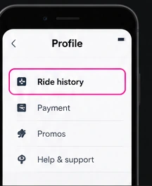 Illustrated Lyft ride history menu